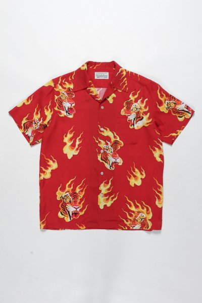 TIM LEHI / S/S HAWAIIAN SHIRT ( TYPE-3 ) (RED)