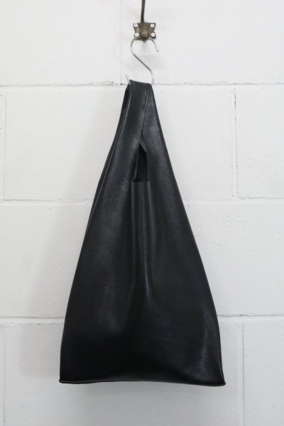 LEATHER CV TOTE BAG -KIP LEATHER- (BLACK)