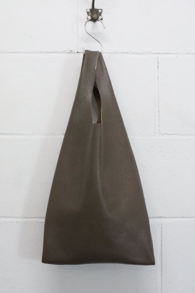 LEATHER CV TOTE BAG -KIP LEATHER- (GRAY)