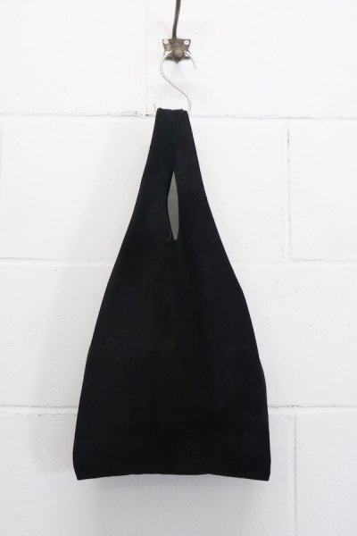 LEATHER CV TOTE BAG -PIG SUEDE- (BLACK)