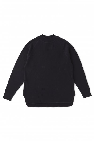 HARD TWIST HONEYCOMB WUFFLE MOCK-NECK (BLACK)