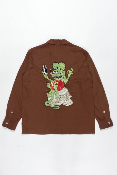 RAT FINK / TIM LEHI / 50'S SHIRT L/S (BROWN)