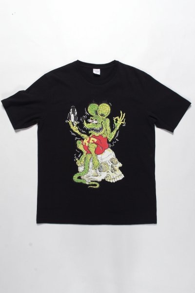 RAT FINK / TIMLEHI / WASHED HEAVY WEIGHT CREW NECK COLOR T-SHIRT (TYPE-1) (BLACK)