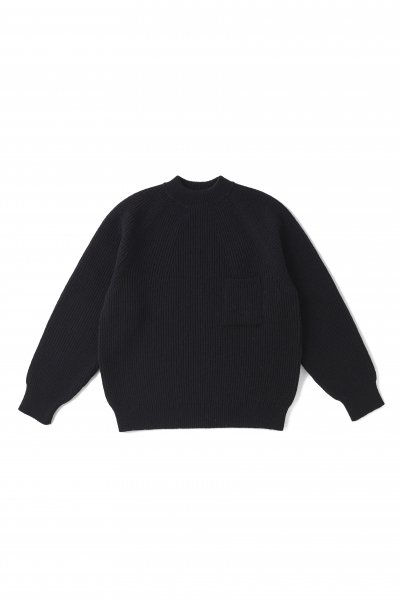 TWEEDY YARN MOCK-NECK SWEATER (BLACK)