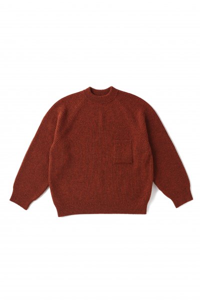 TWEEDY YARN MOCK-NECK SWEATER (MANDARIN)