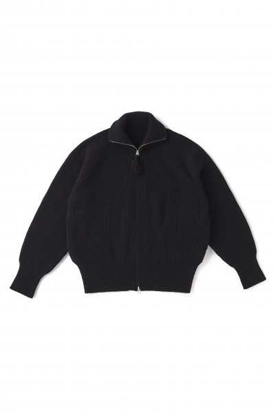 TWEEDY YARN ZIP SWEATER (BLACK)