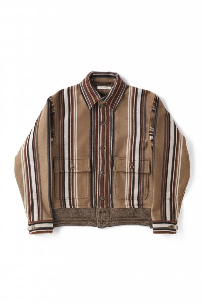 BUTTONED FRONT A-1 JACKET (BISQUE STRIPE)