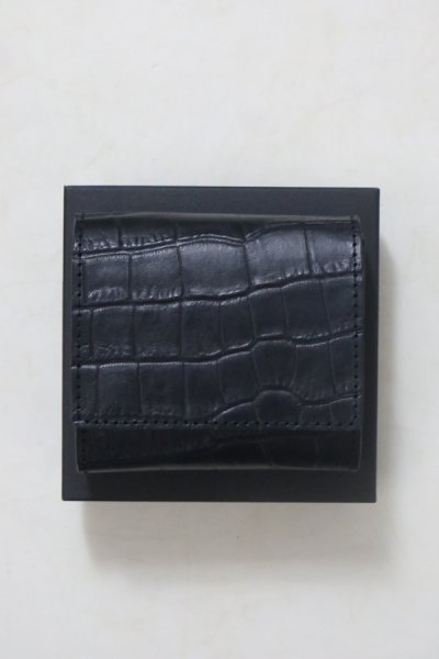 LEATHER MINI WALLET -CROCODILE EMBOSS- (BLACK)