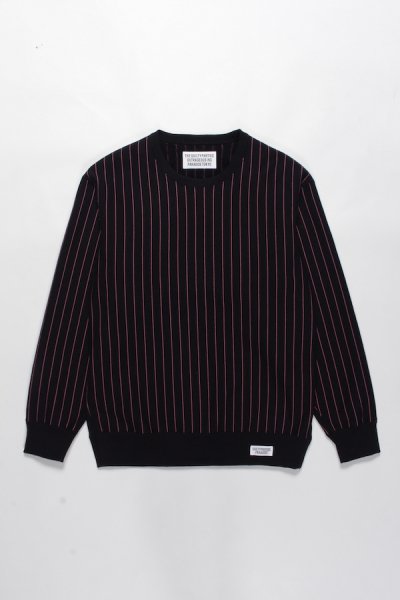 STRIPED CREW NECK SWEAT SHIRT (BLACK-PINK)