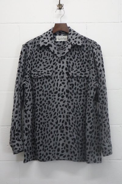 LEOPARD WOOL OPEN COLLAR SHIRT (GRAY)