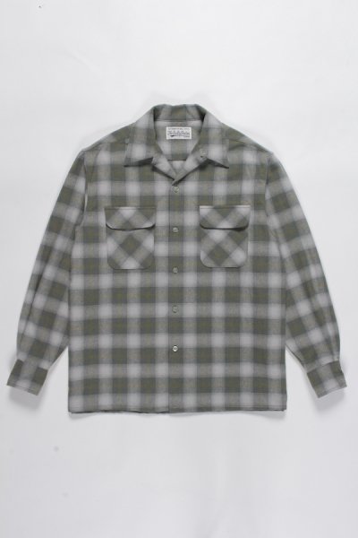 OMBRAY CHECK OPEN COLLAR SHIRT ( TYPE-2 ) (GREEN)