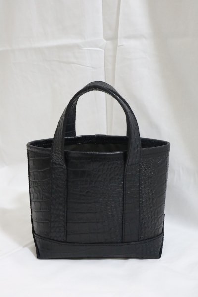 LEATHER TOTE BAG サイズXS -CROCODILE EMBOSS- (BLACK)