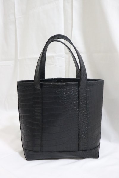 LEATHER TOTE BAG サイズS -CROCODILE EMBOSS- (BLACK)