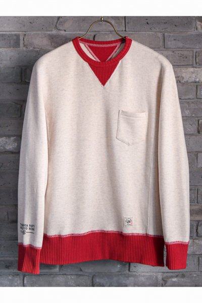 FLAT-SEEM SWEATSHIRTS <TWO-TONE> （OATMEAL × RED）