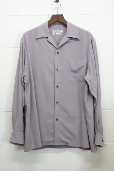 CHECK OPEN COLLAR SHIRT L/S (PURPLE)