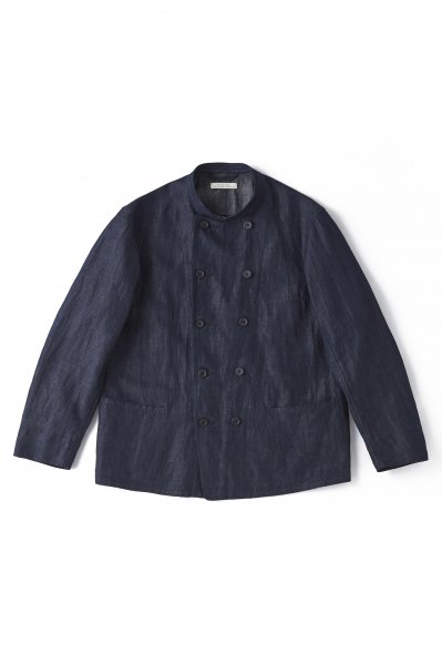 STAND COLLAR MECHANIC JACKET (INDIGO LINEN)