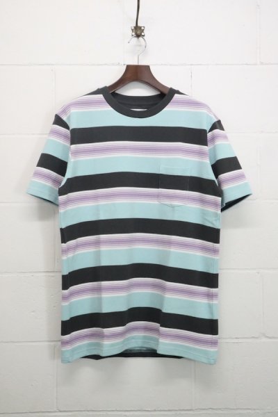 STRIPED CREW NECK T-SHIRT ( TYPE-2 ) (BLUE)