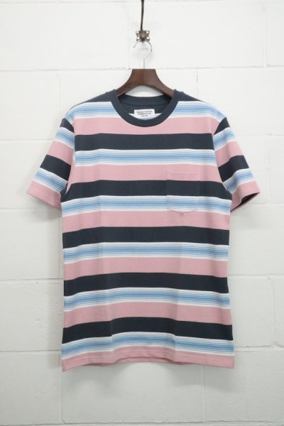 STRIPED CREW NECK T-SHIRT ( TYPE-2 ) (PINK)