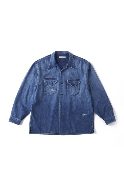 SWALLOW COLLAR SPORTS SHIRTS (SCAR FACE) (FADE INDIGO)