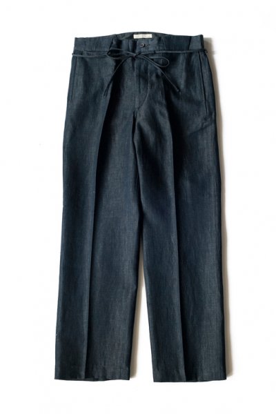 STRING WAIST WORK TROUSER (INDIGO LINEN)