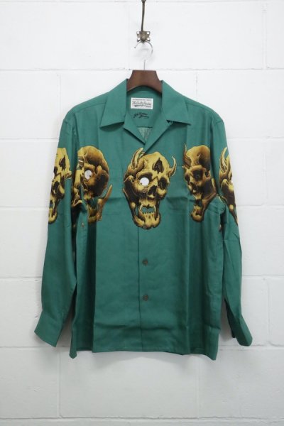 56 TATTOO STUDIO / L/S HAWAIIAN SHIRT (GREEN)