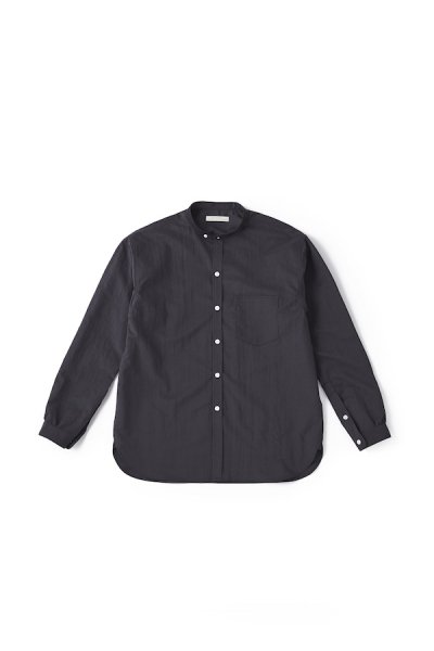 STUD BUTTON BAND COLLAR SHIRTS (BLACK)