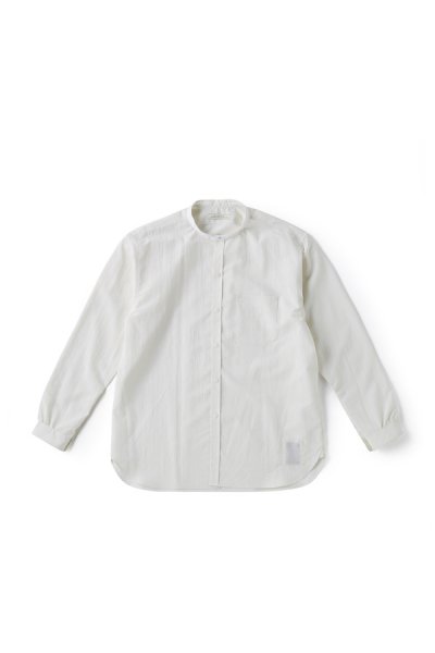 STUD BUTTON BAND COLLAR SHIRTS (RAW WHITE)