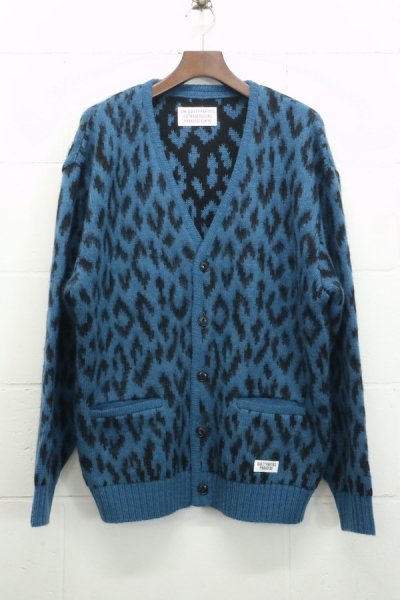 LEOPARD HEAVY MOHAIR CARDIGAN (BLUE)