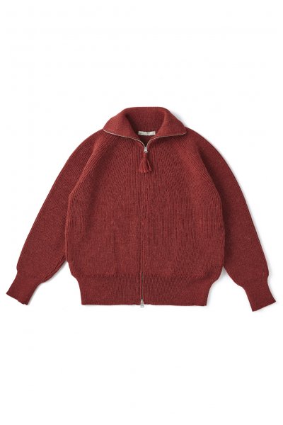 ALPAKA TURTLE-NECK ZIP SWEATER (CAYENNE)