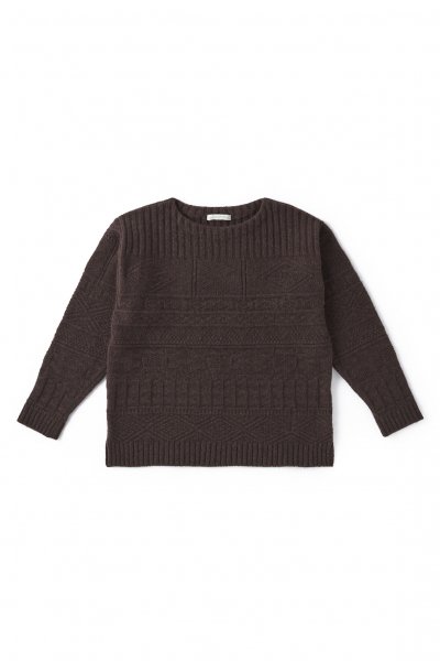 GUERNSEY BOAT-NECK SWEATER (ESPRESSO)