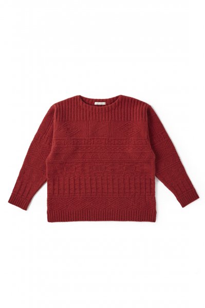 GUERNSEY BOAT-NECK SWEATER (CAYENNE)