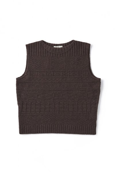 GUERNSEY BOAT-NECK VEST (ESPRESSO)