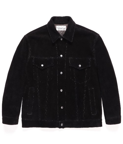 SUEDE LEATHER TRUCKER JACKET ( TYPE-1 ) (BLACK)