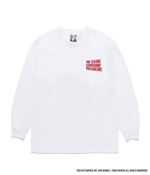 THE TEXAS CHAINSAW MASSACRE / CREW NECK LONG SLEEVE T-SHIRT ( TYPE-1 ) (WHITE)