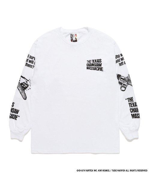 THE TEXAS CHAINSAW MASSACRE / CREW NECK LONG SLEEVE T-SHIRT ( TYPE-3 ) (WHITE)