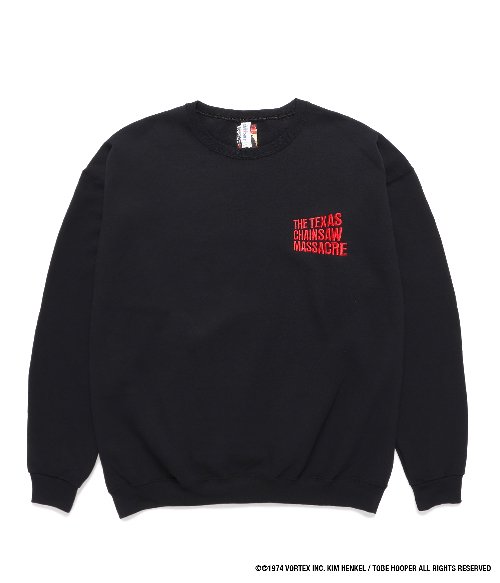 THE TEXAS CHAINSAW MASSACRE / CREW NECK SWEAT SHIRT ( TYPE-1 ) (BLACK)