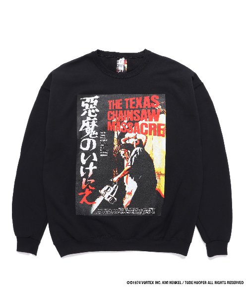 THE TEXAS CHAINSAW MASSACRE / CREW NECK SWEAT SHIRT ( TYPE-2  (BLACK)