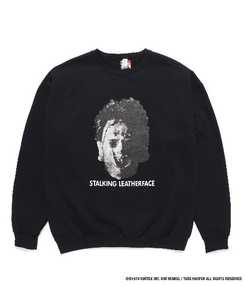 THE TEXAS CHAINSAW MASSACRE / CREW NECK SWEAT SHIRT ( TYPE-3 ) (BLACK)