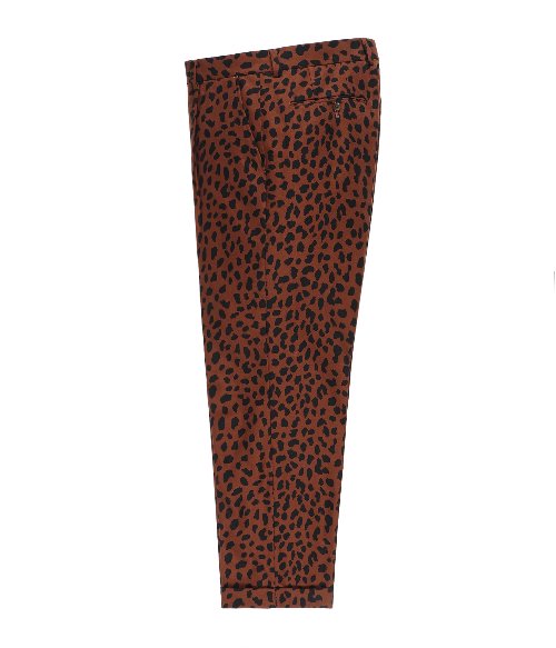 LEOPARD PLEATED TROUSERS (BROWN)