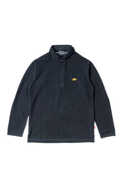 ROUND COLLAR POLO SHIRTS <LONG-SLEEVE> （BK）