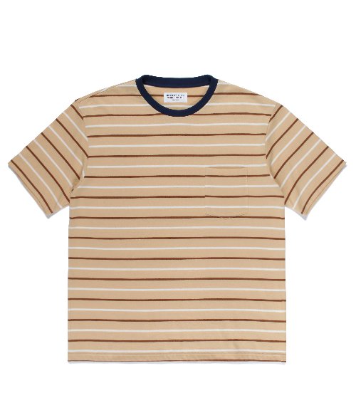 STRIPED CREW NECK T-SHIRT ( TYPE-1 ) (ORANGE)