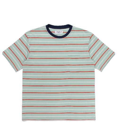 STRIPED CREW NECK T-SHIRT ( TYPE-1 ) (GREEN)