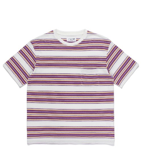 STRIPED CREW NECK T-SHIRT ( TYPE-2 ) (PURPLE)