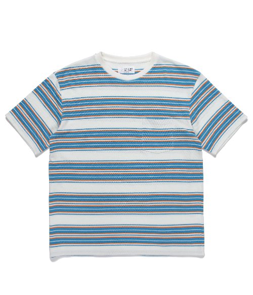 STRIPED CREW NECK T-SHIRT ( TYPE-2 ) (BLUE)