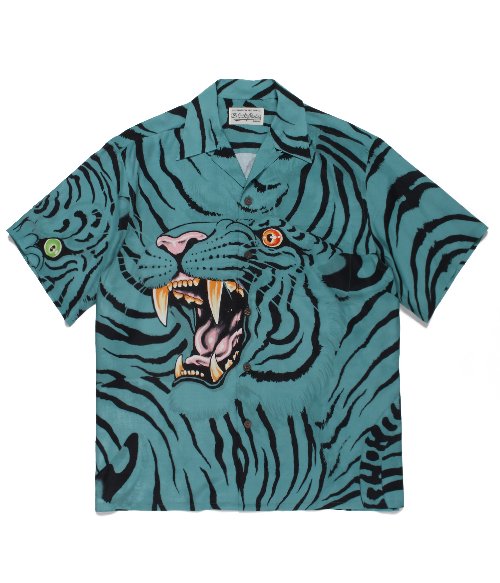 TIM LEHI / S/S HAWAIIAN SHIRT ( TYPE-1 ) (TURQUOISE)