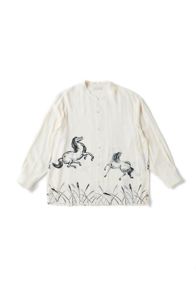 ORIGINAL PRINTED BAND COLLAR SHIRTS (HORSE) (BONE)