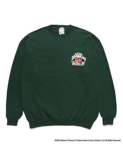 STILL SMOKIN / CREW NECK SWEAT SHIRT ( TYPE-2 ) (GREEN)