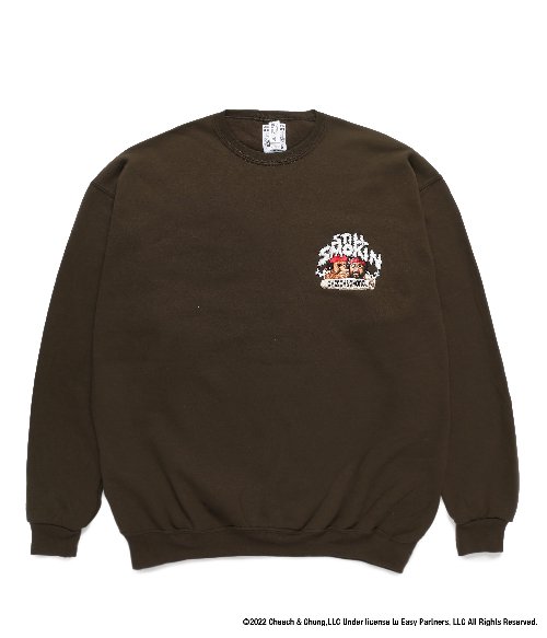 STILL SMOKIN / CREW NECK SWEAT SHIRT ( TYPE-2 ) (BROWN)