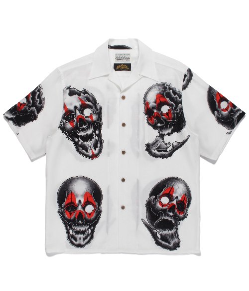 56 TATTOO STUDIO / S/S HAWAIIAN SHIRT ( TYPE-1 ) (WHITE)