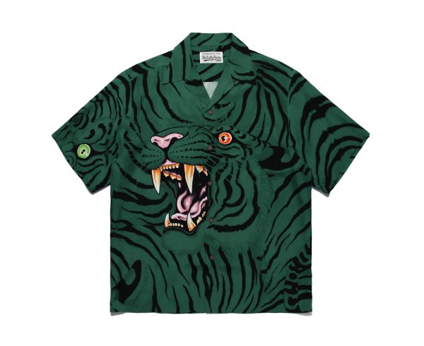 TIM LEHI / S/S HAWAIIAN SHIRT (GREEN)